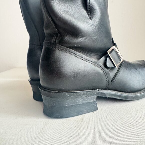 Frye Engineer Boots Black Leather Short 2 Buckle 9M - Picture 4 of 8
